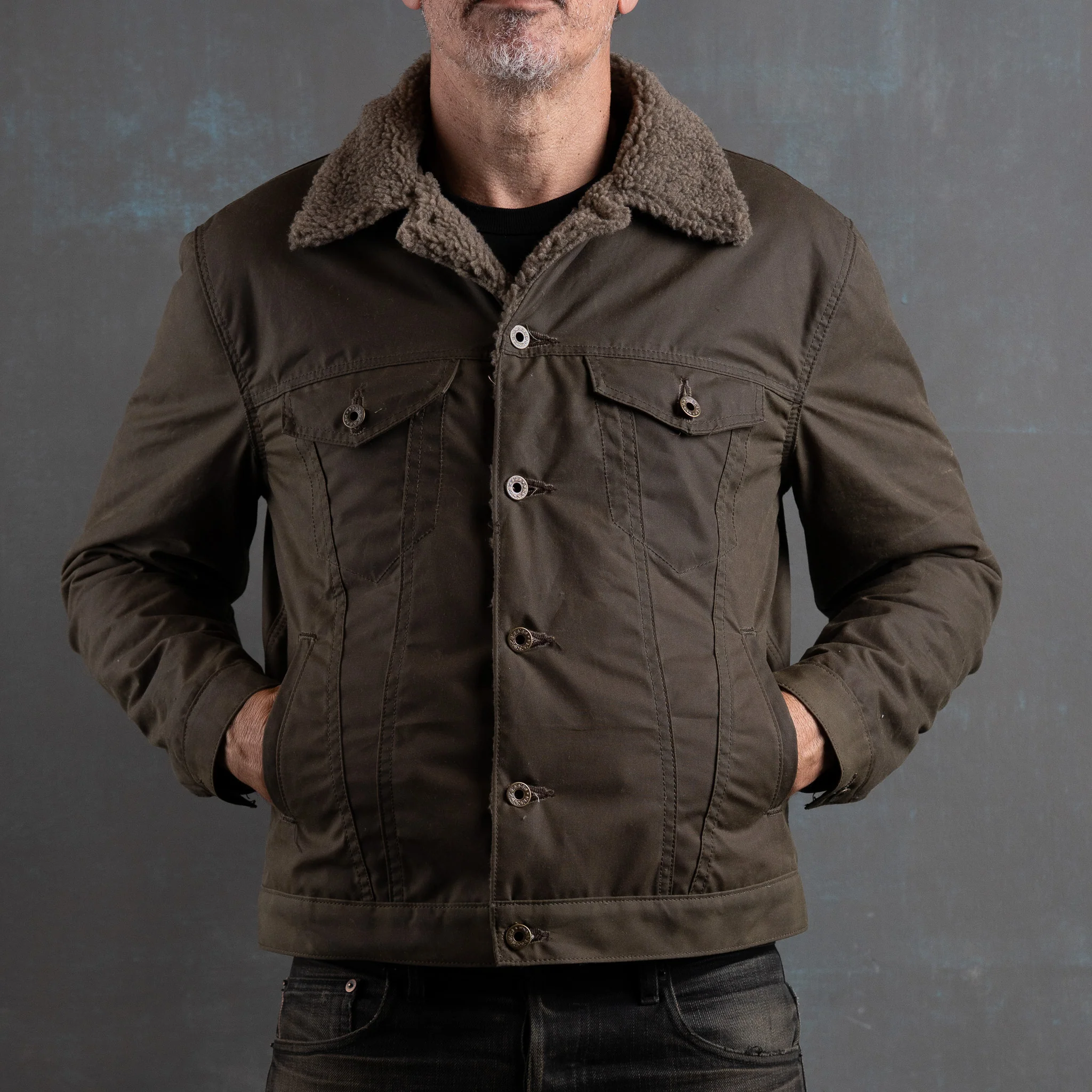 Ironside Wax Sherpa Fleece Jacket - Gunship Green - Image 5