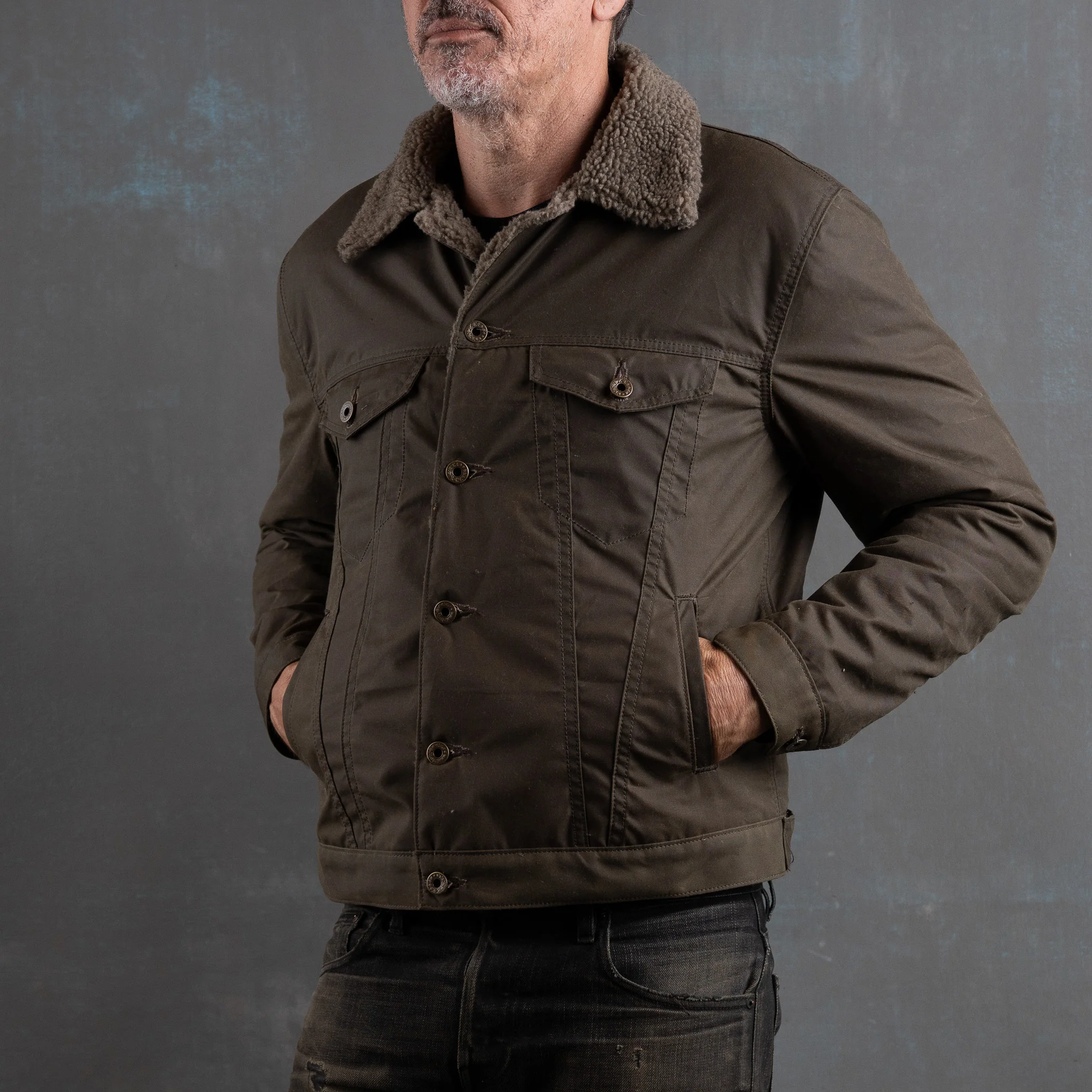 Ironside Wax Sherpa Fleece Jacket - Gunship Green - Image 7