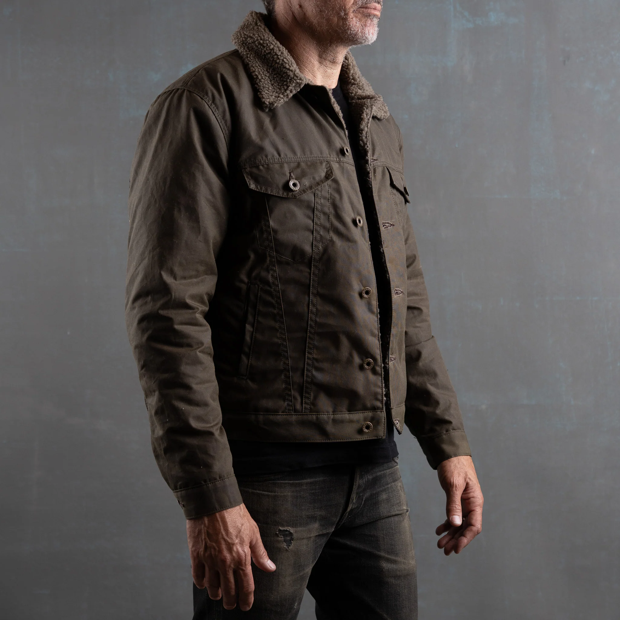 Ironside Wax Sherpa Fleece Jacket - Gunship Green - Image 8