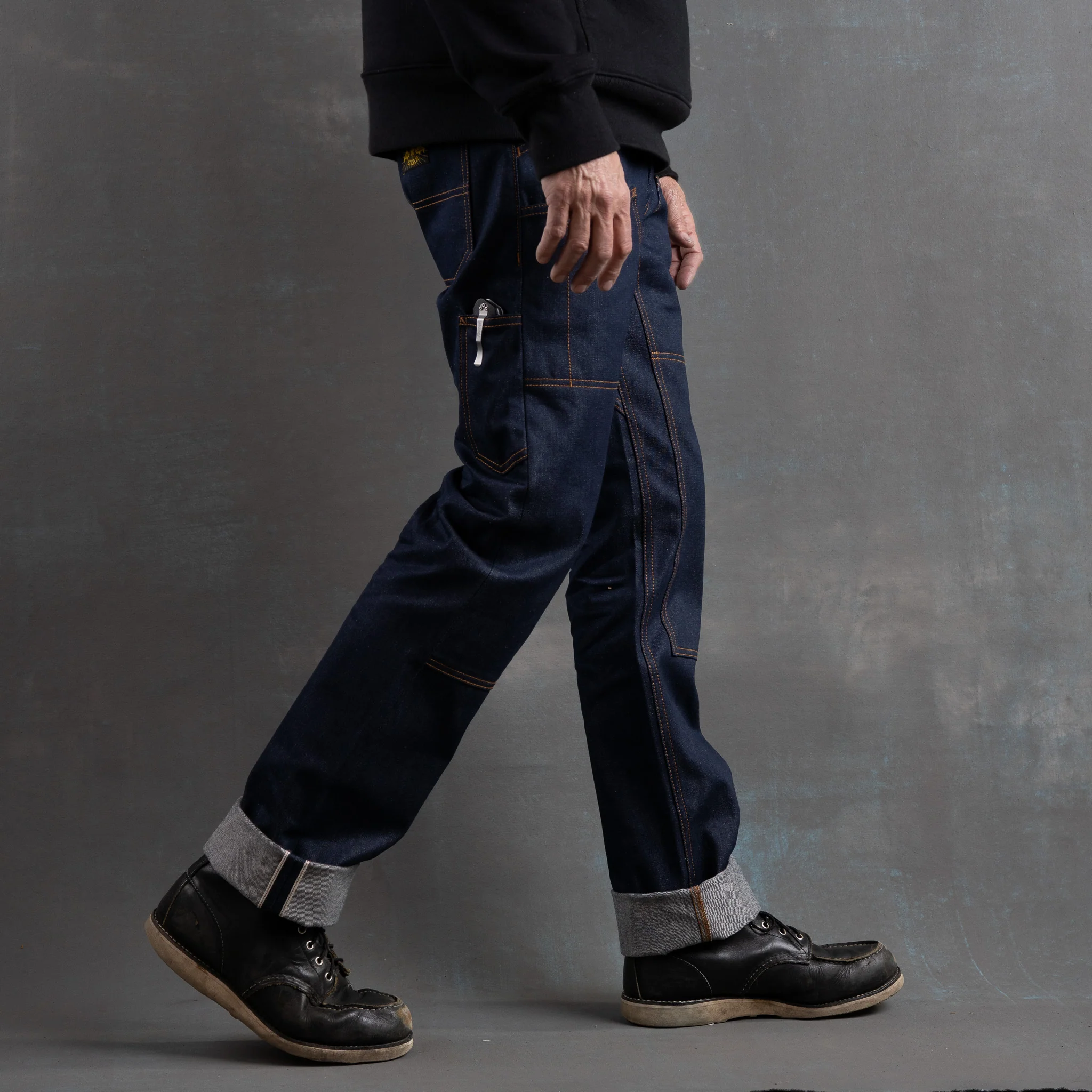 Die Hard Double Knee Straight Leg - 12.5oz WWII Blue Selvage Denim Jean - Image 5