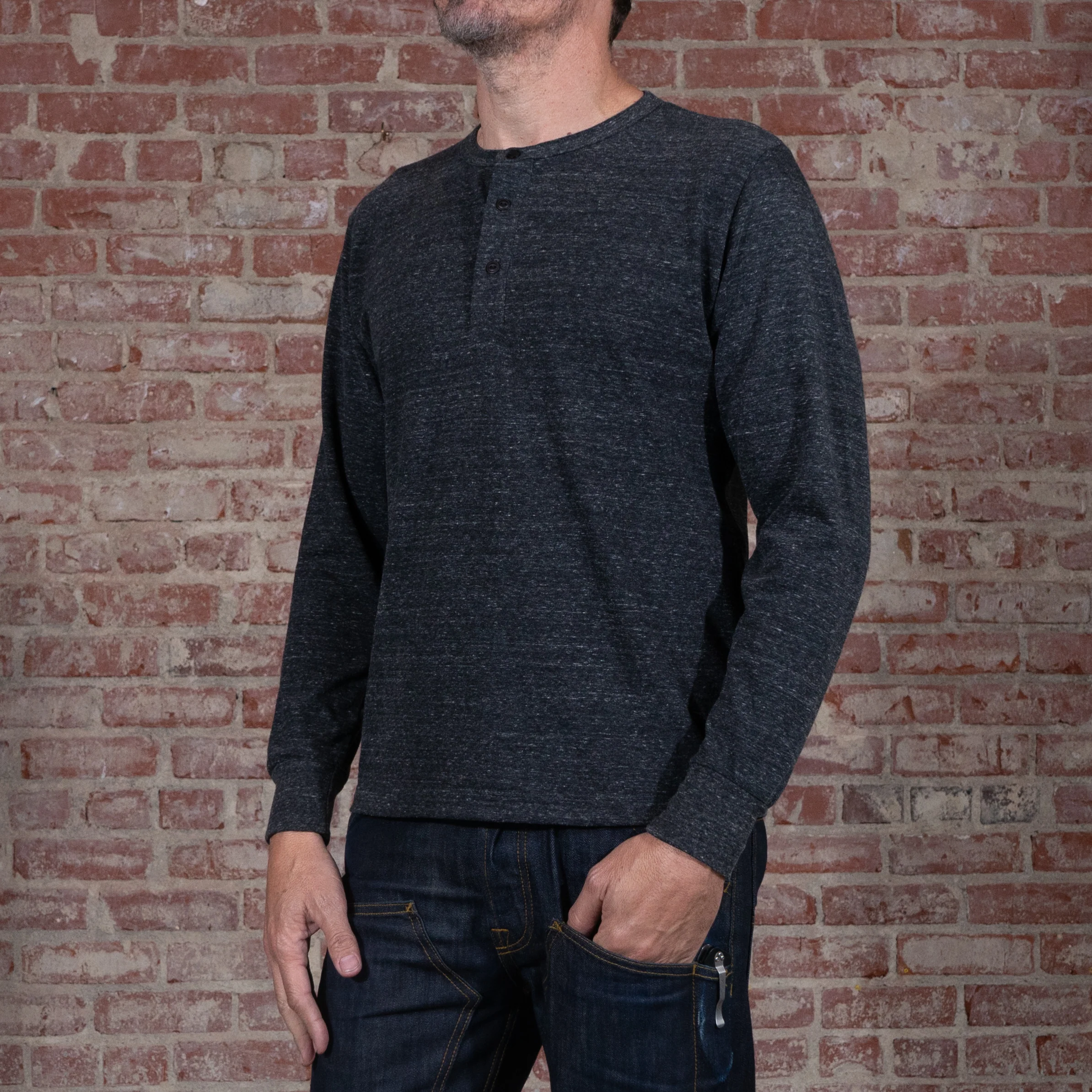 Glory Days Long Sleeve Heavyweight Henley - Tri-Blend Charcoal - Image 4