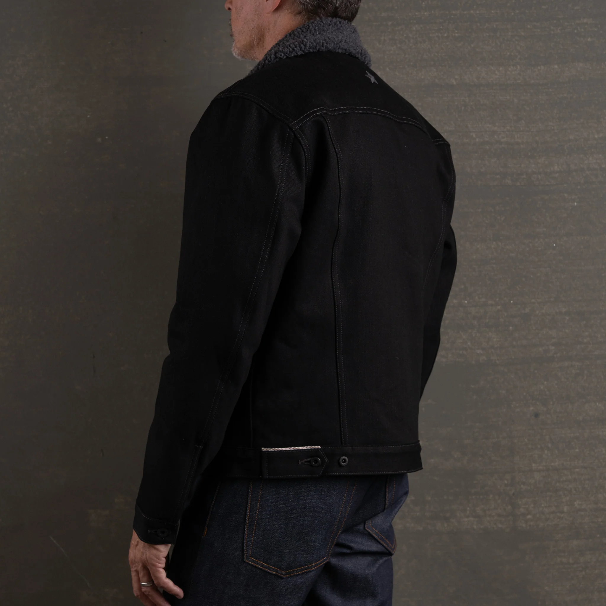 Ironside Sherpa Jacket 14oz Onyx Selvage Denim w/Black Sherpa - Image 3