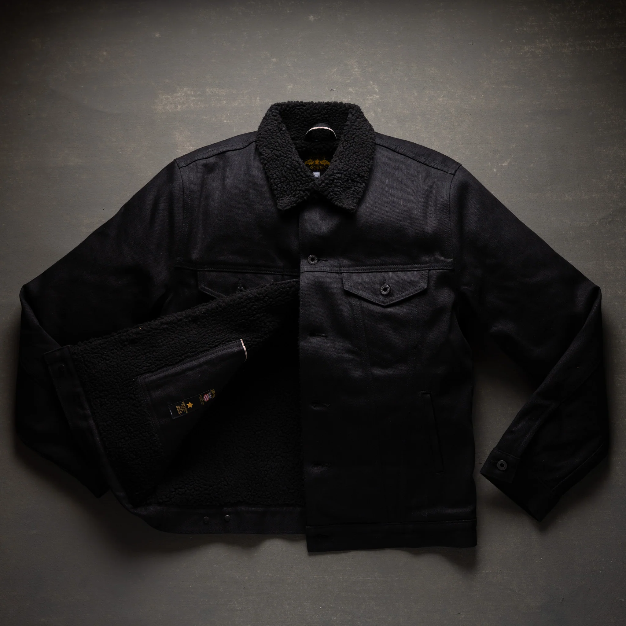 Ironside Sherpa Jacket 14oz Onyx Selvage Denim w/Black Sherpa - Image 7