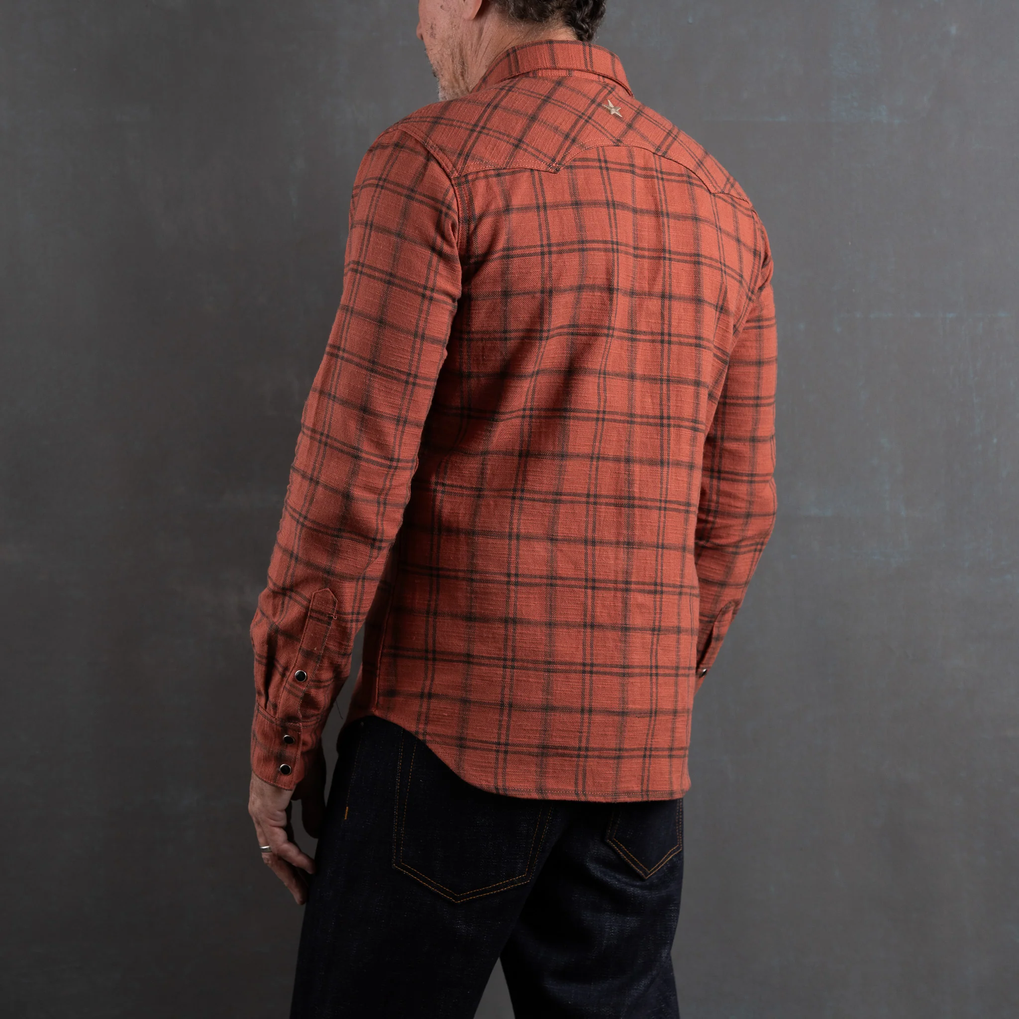 Sawtooth Shirt 8oz Japanese Slub Flannel - Rust - Image 3