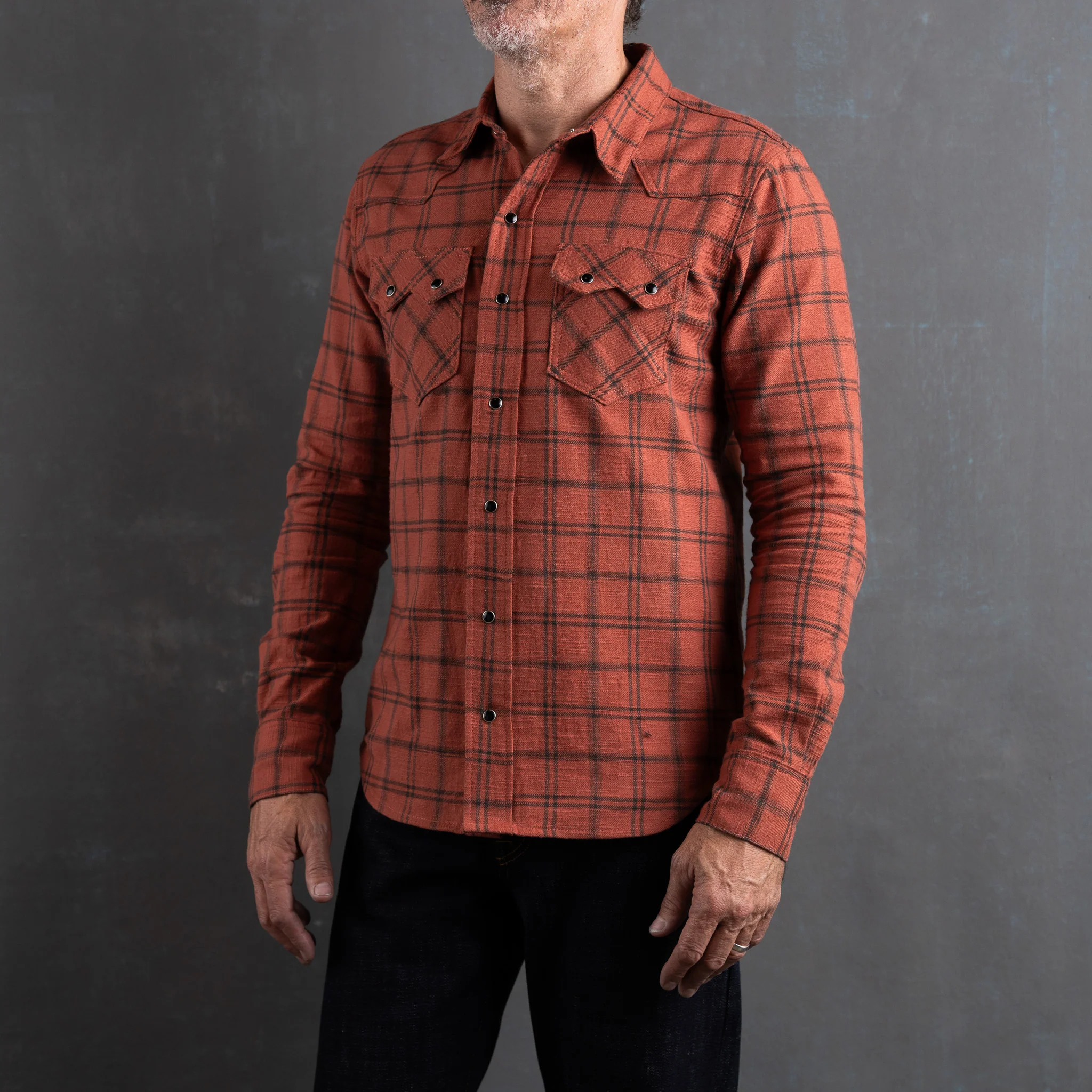 Sawtooth Shirt 8oz Japanese Slub Flannel - Rust - Image 4