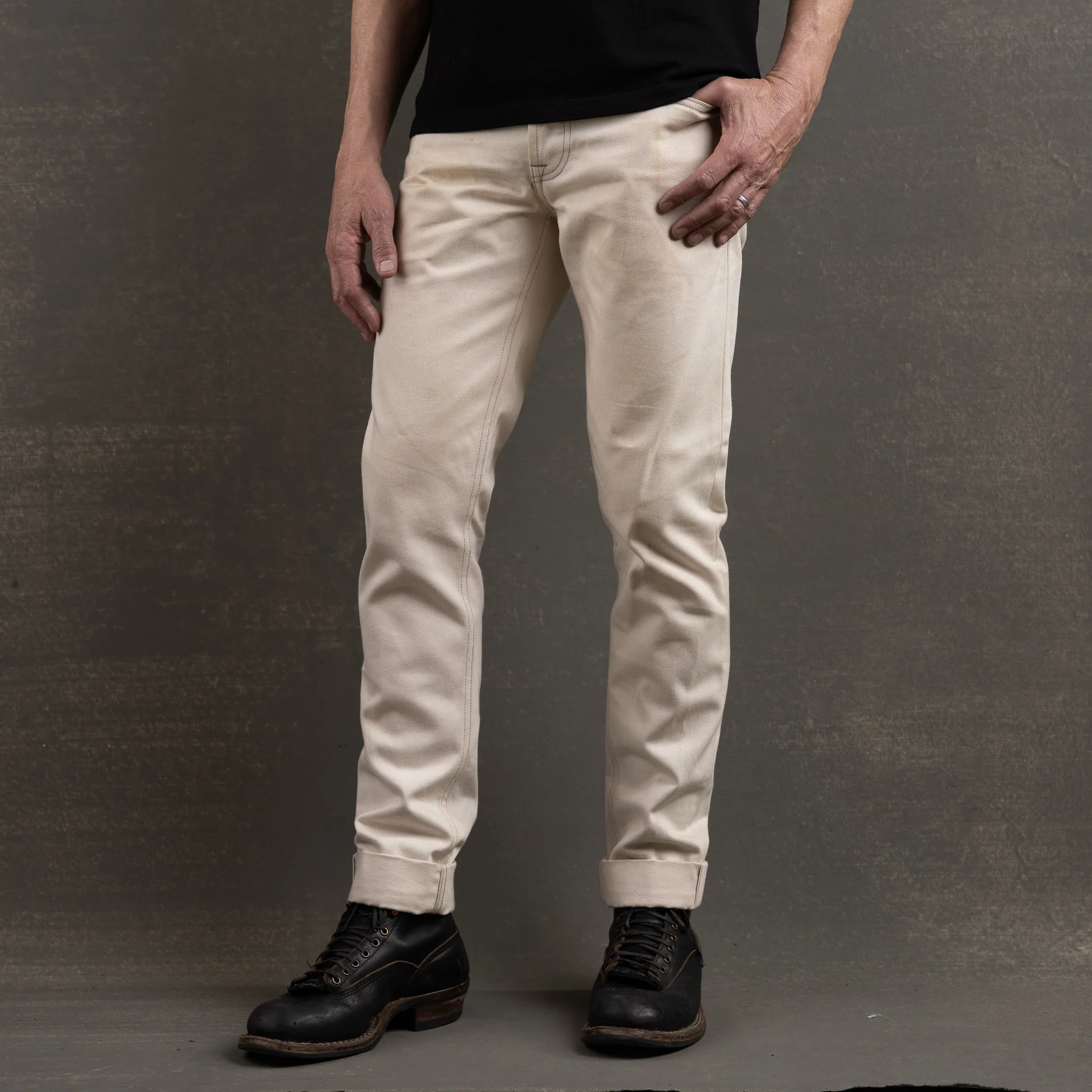 Slim Straight 12oz Desert Bone Japan Selvage Denim - Image 4