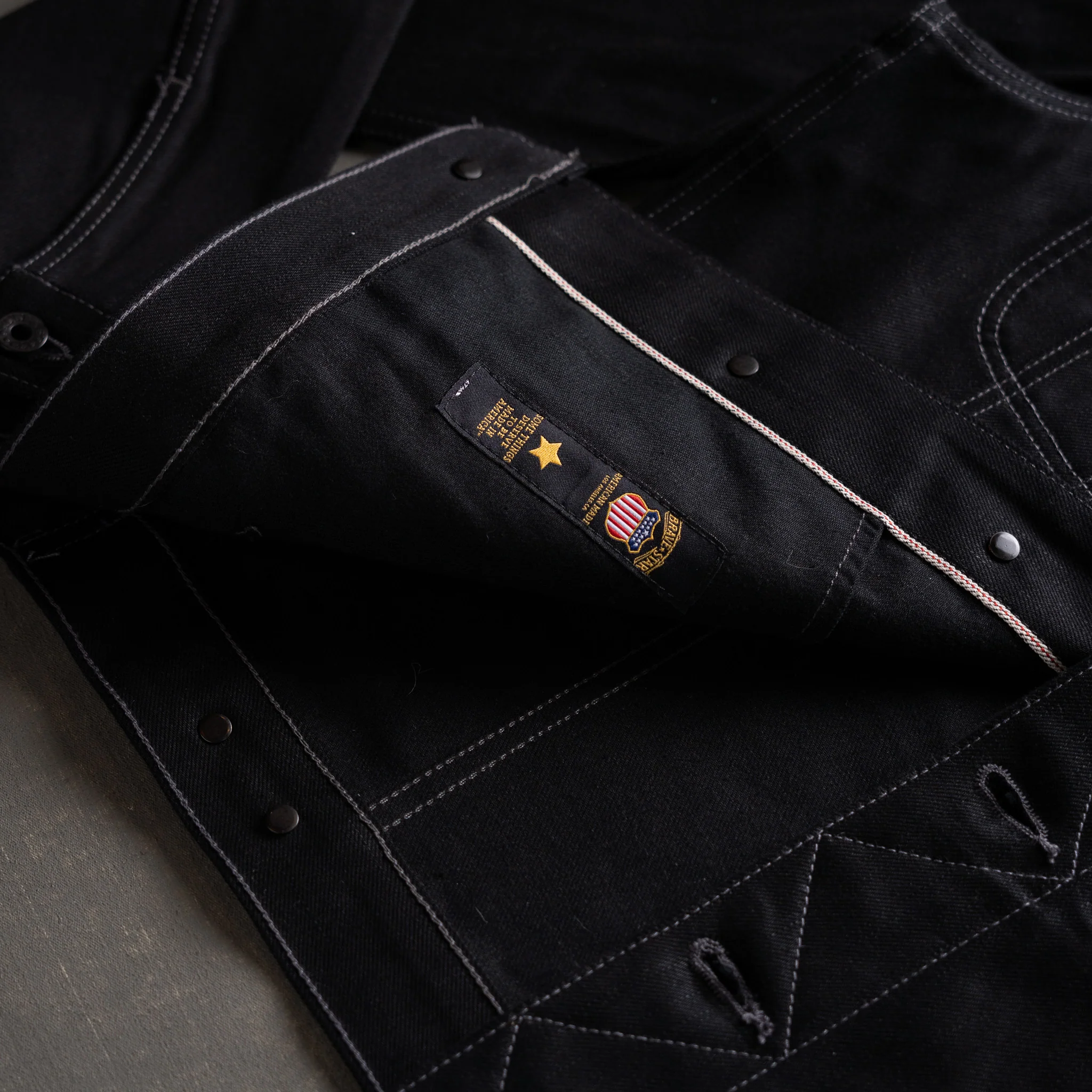 Steadfast Rider 14oz Onyx Japan Selvedge Denim Jacket - Contrast Stitch - Image 12