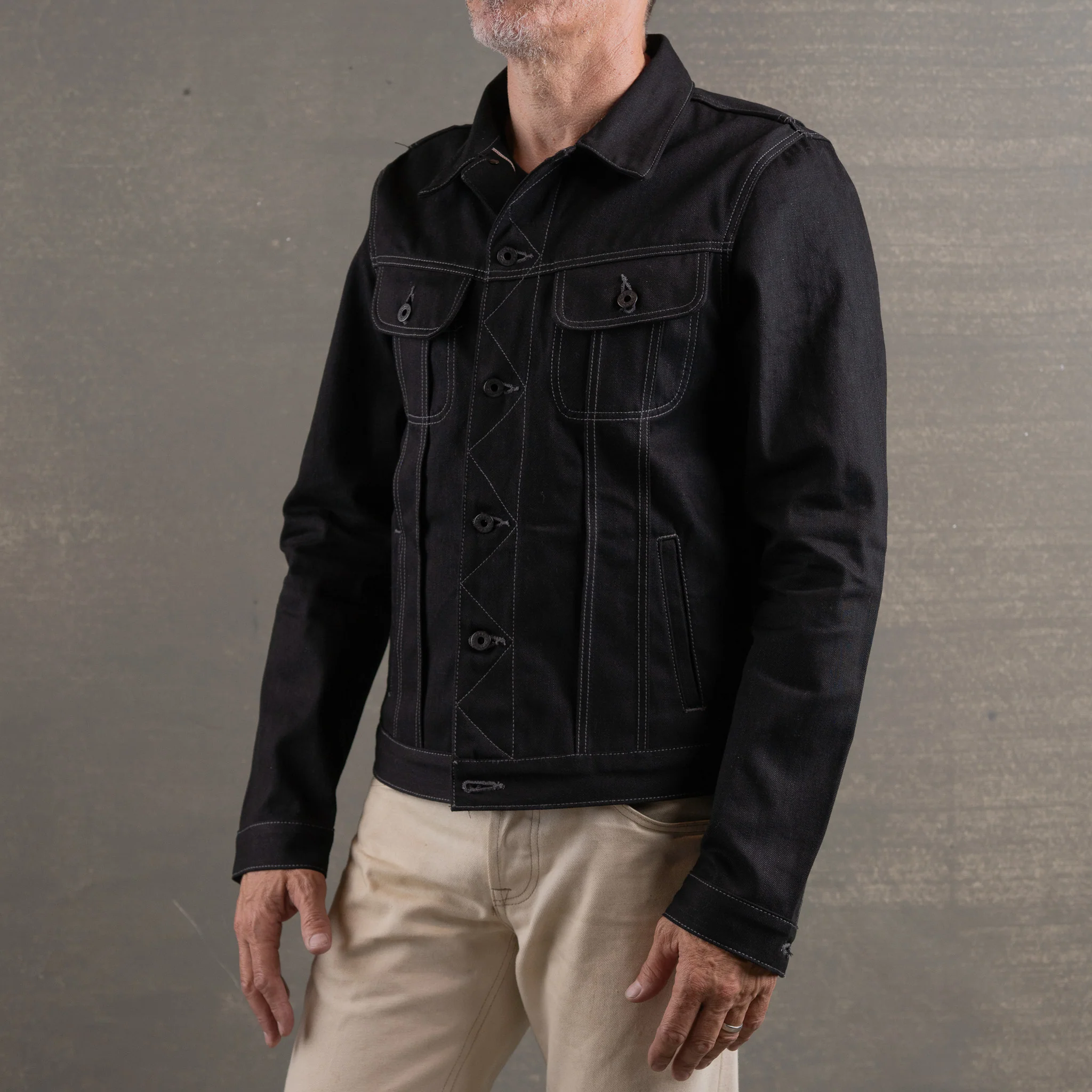 Steadfast Rider 14oz Onyx Japan Selvedge Denim Jacket - Contrast Stitch - Image 4