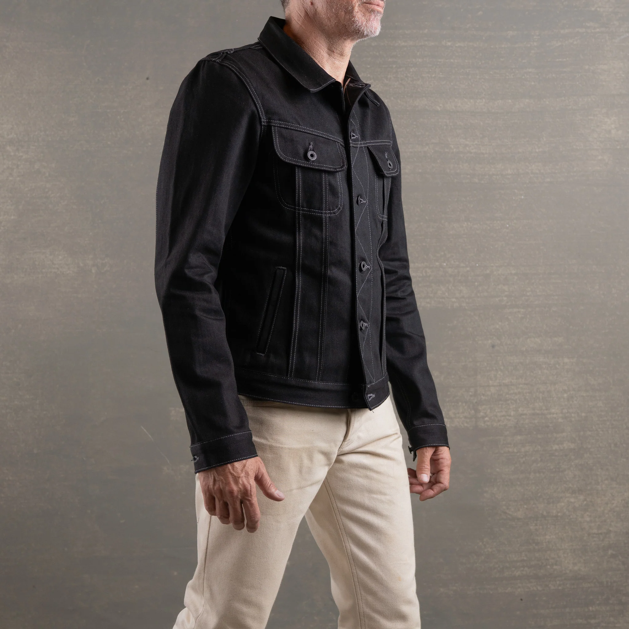 Steadfast Rider 14oz Onyx Japan Selvedge Denim Jacket - Contrast Stitch - Image 5