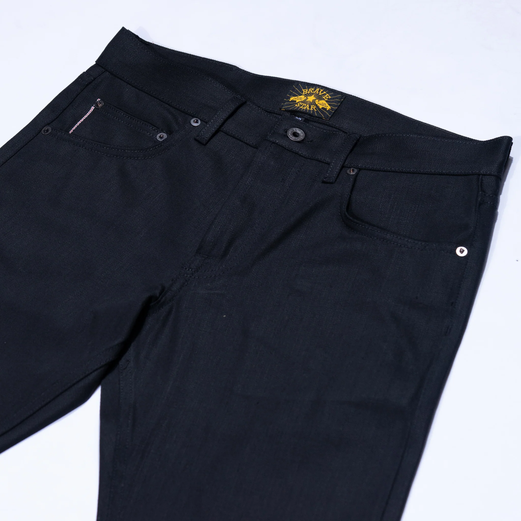 Regular Taper 14oz 'Onyx' Double Black Japan Selvage Denim - Image 6
